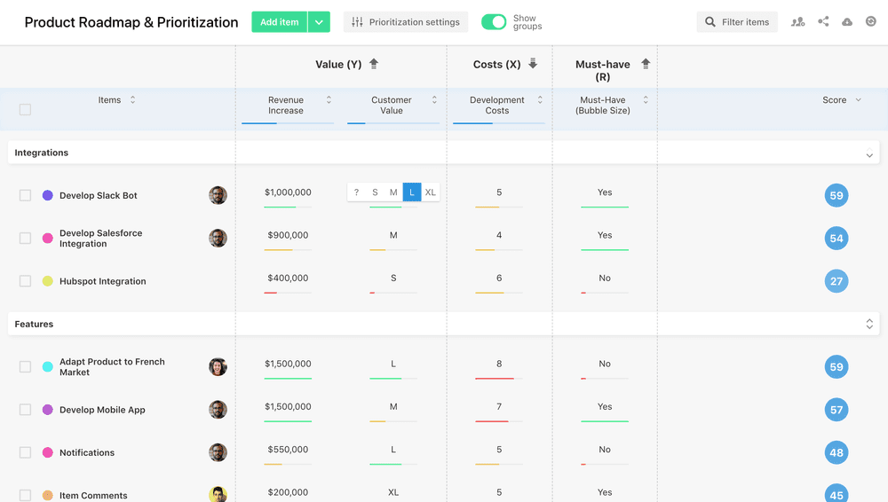 product roadmap and prioritization